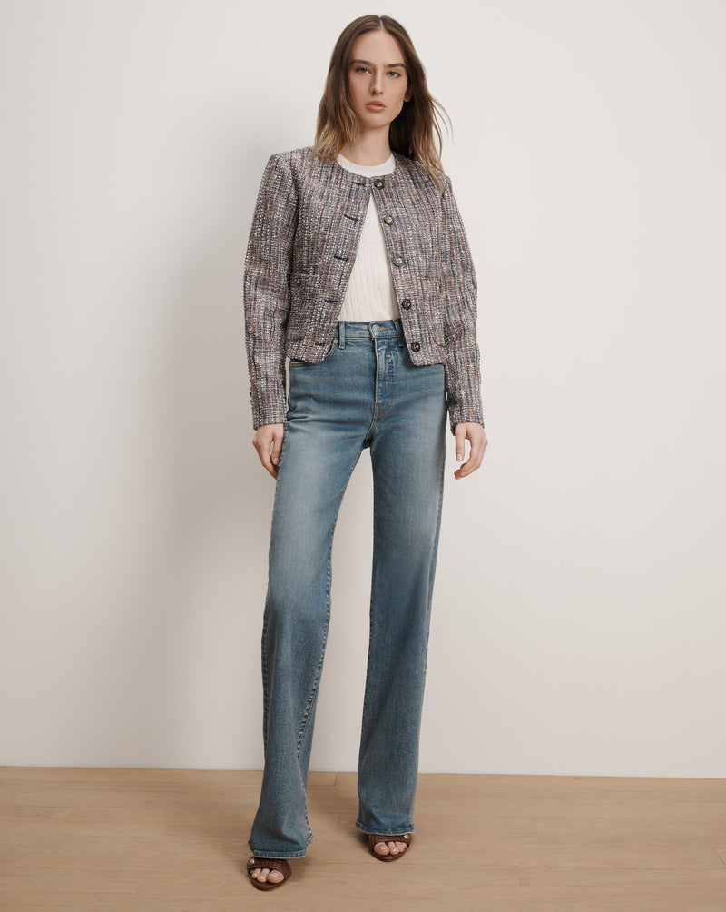Veronica Beard Andrea Cotton Tweed Jacket - Navy Multi