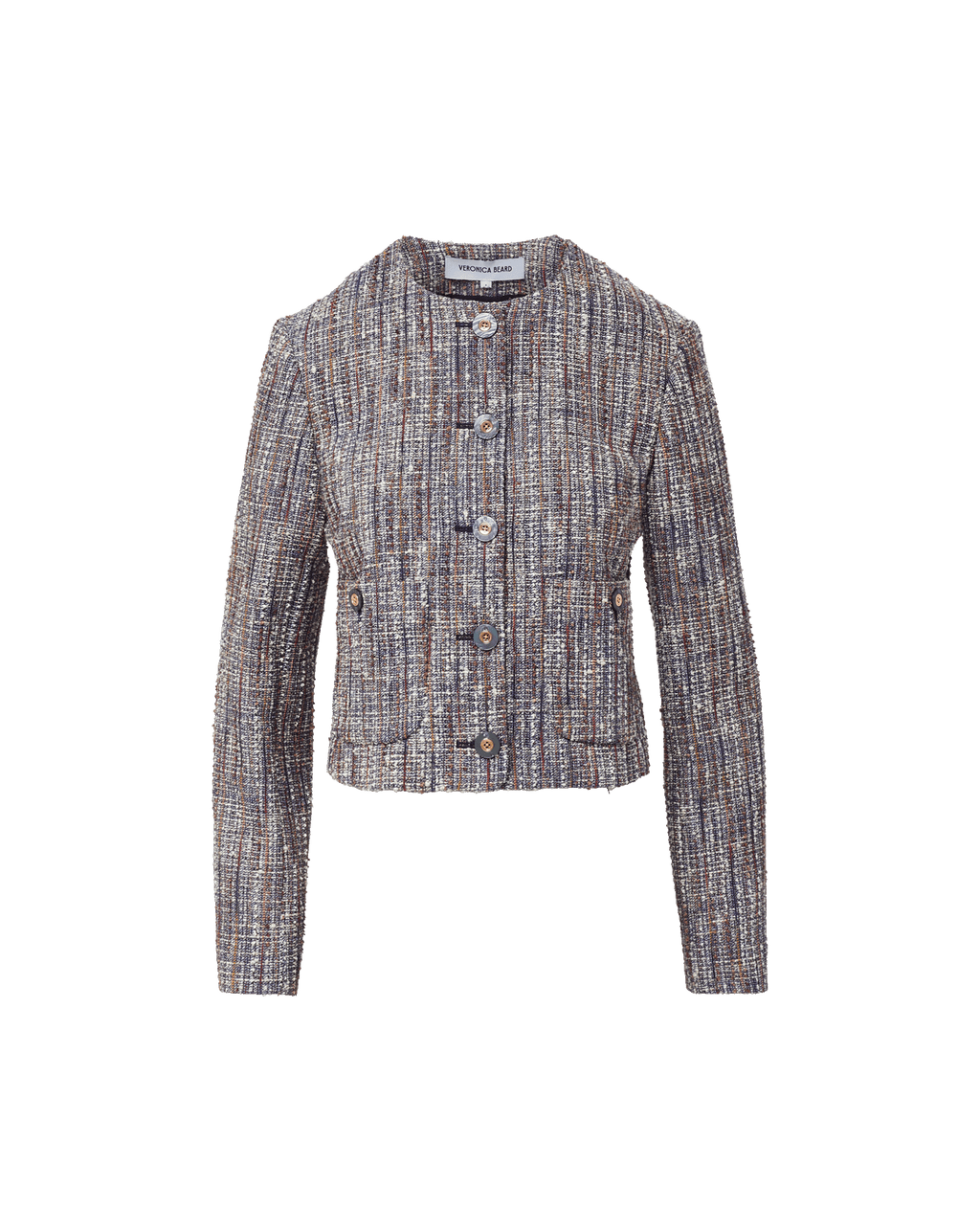 Veronica Beard Andrea Cotton Tweed Jacket - Navy Multi
