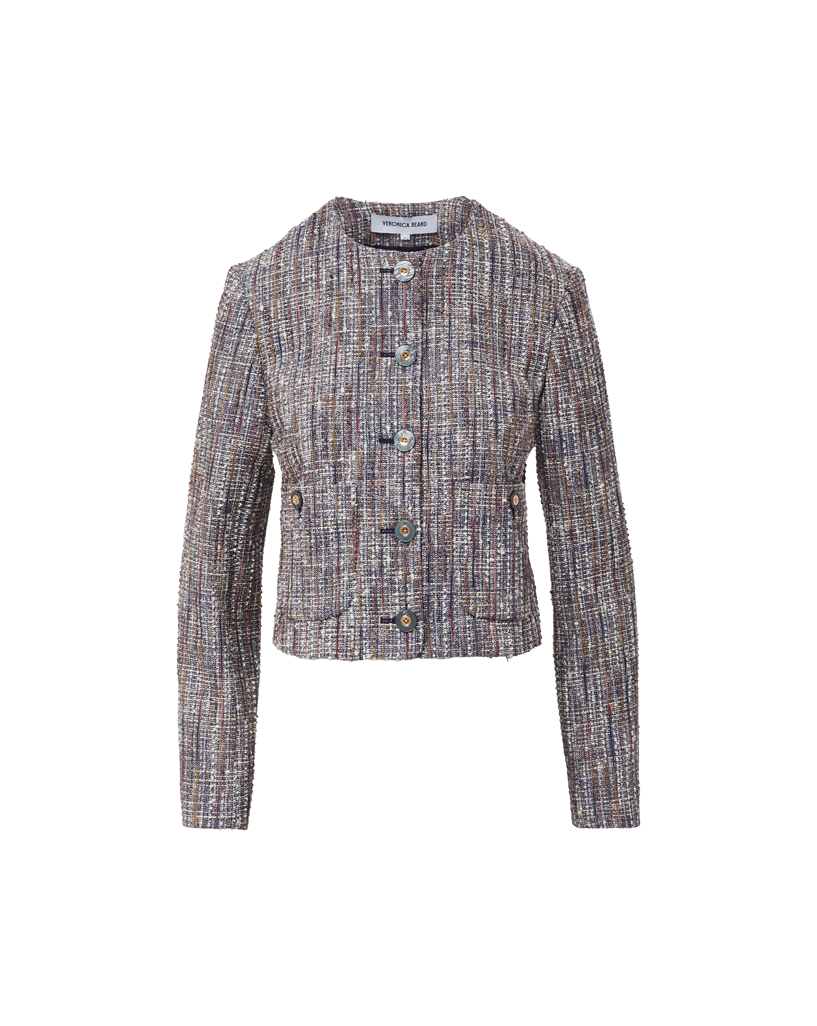 Veronica Beard Andrea Cotton Tweed Jacket - Navy Multi