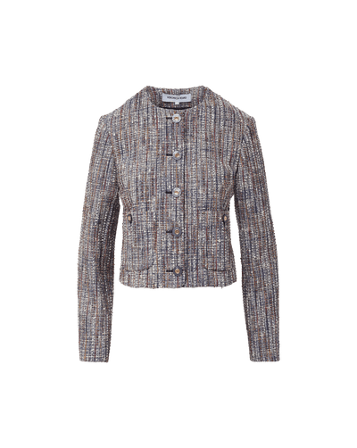 Veronica Beard Andrea Cotton Tweed Jacket - Navy Multi