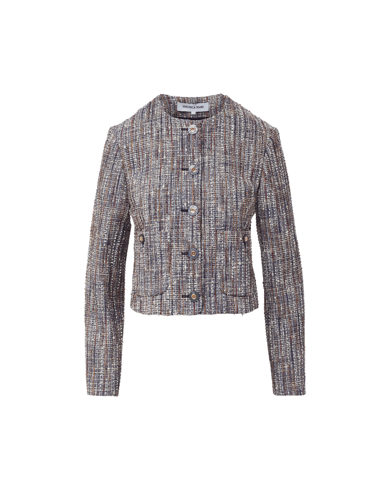 Veronica Beard Andrea Cotton Tweed Jacket - Navy Multi