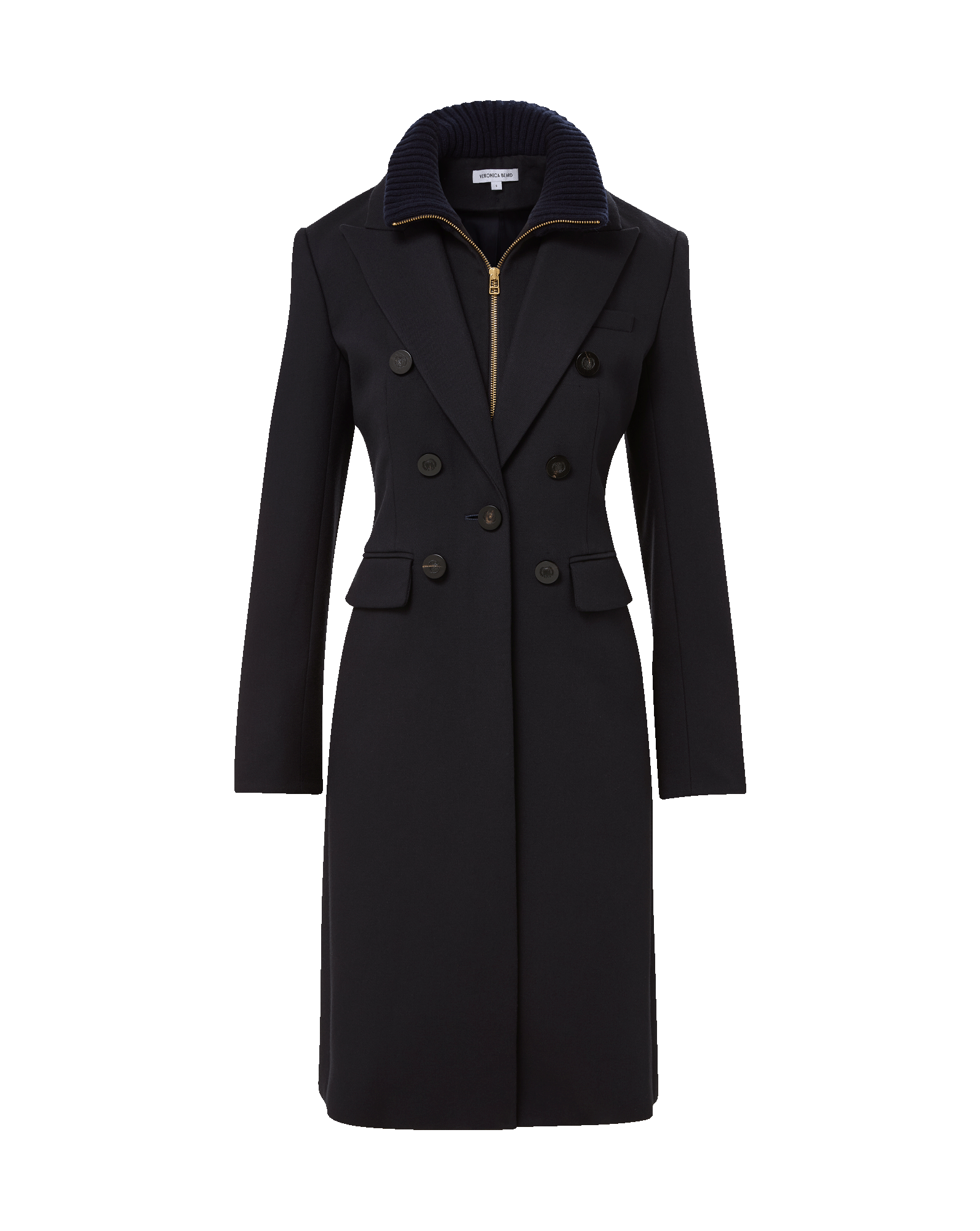 Veronica Beard Stryder Double-Breasted Dickey Coat Navy