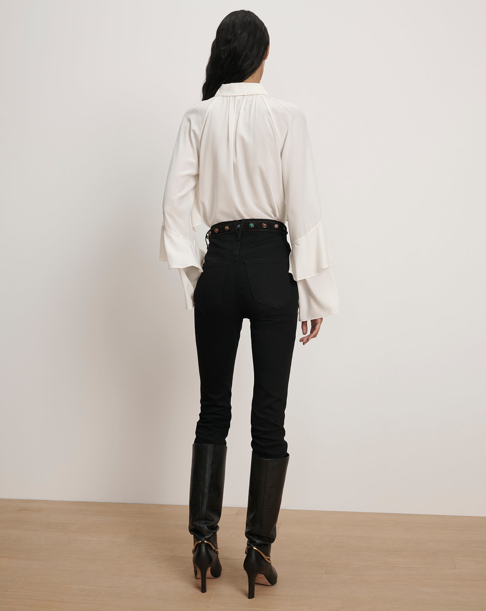 Veronica Beard Demaris Ruffled Button-Down Blouse - Dove White