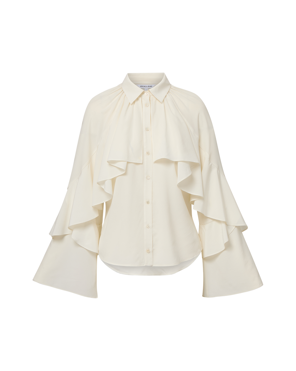 Veronica Beard Demaris Ruffled Button-Down Blouse - Dove White
