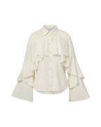 Veronica Beard Demaris Ruffled Button-Down Blouse - Dove White