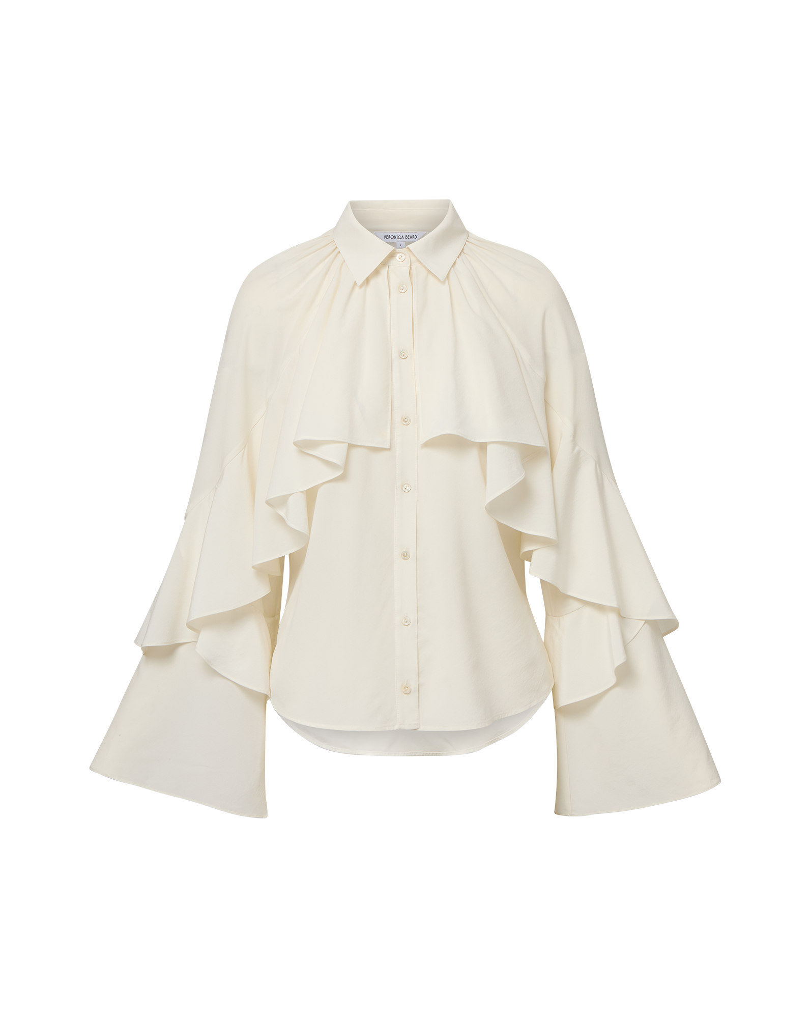 Veronica Beard Demaris Ruffled Button-Down Blouse - Dove White