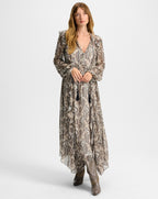 Veronica Beard Lilith Silk Maxi Dress - Dove White Multi