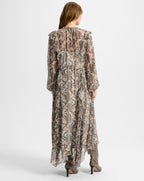 Veronica Beard Lilith Silk Maxi Dress - Dove White Multi