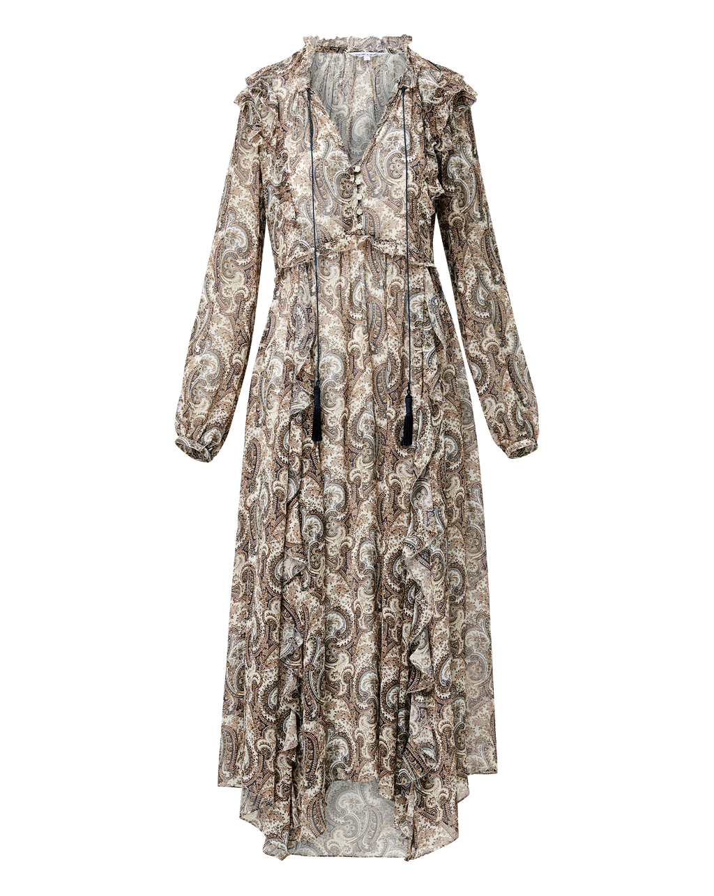 Veronica Beard Lilith Silk Maxi Dress - Dove White Multi