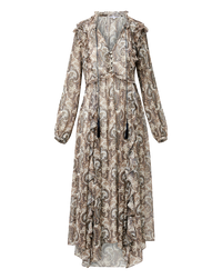 Veronica Beard Lilith Silk Maxi Dress - Dove White Multi