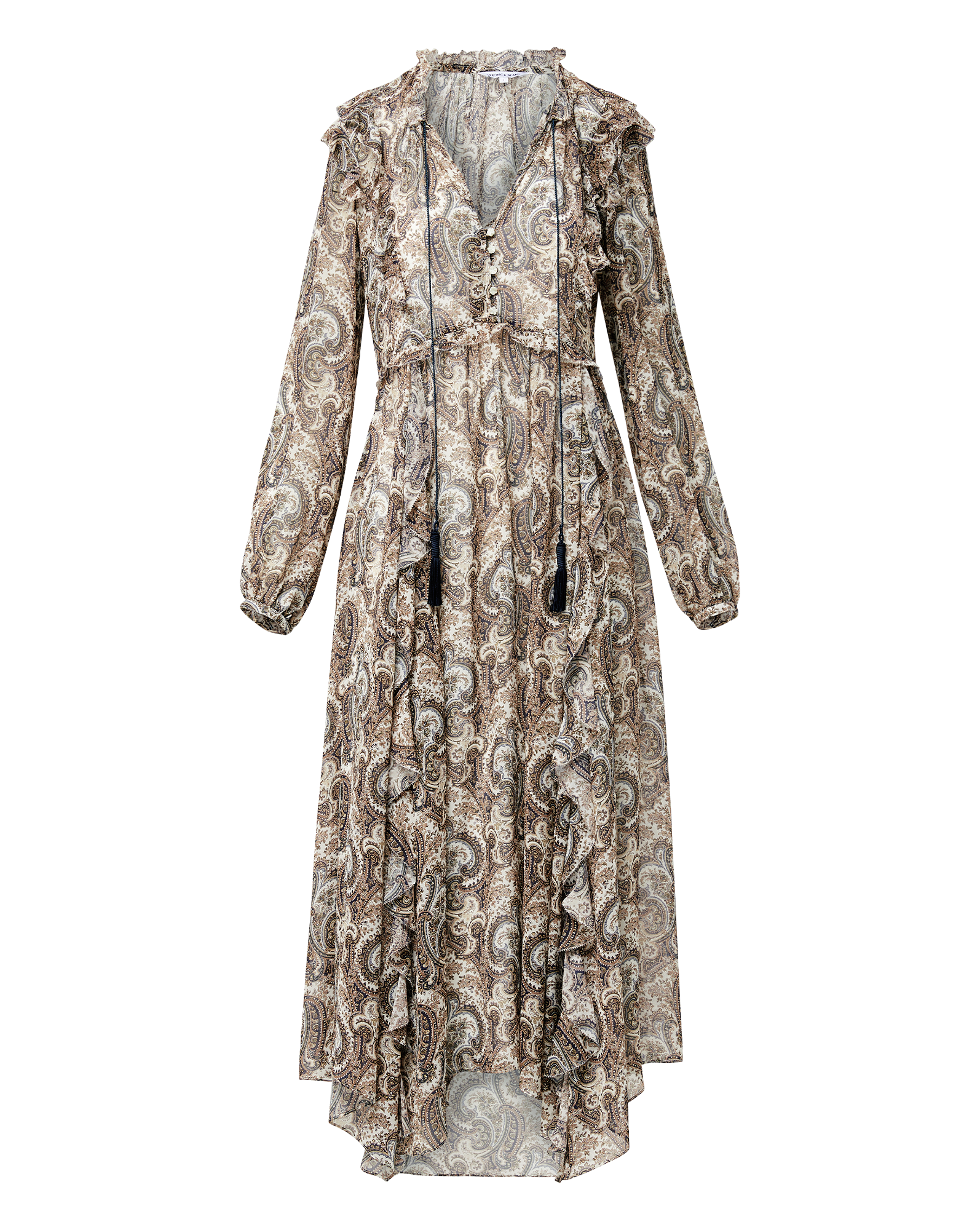 Veronica Beard Lilith Silk Maxi Dress - Dove White Multi