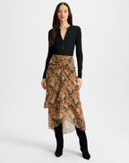 Veronica Beard Sira Silk Midi Skirt - Navy Multi