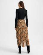 Veronica Beard Sira Silk Midi Skirt - Navy Multi