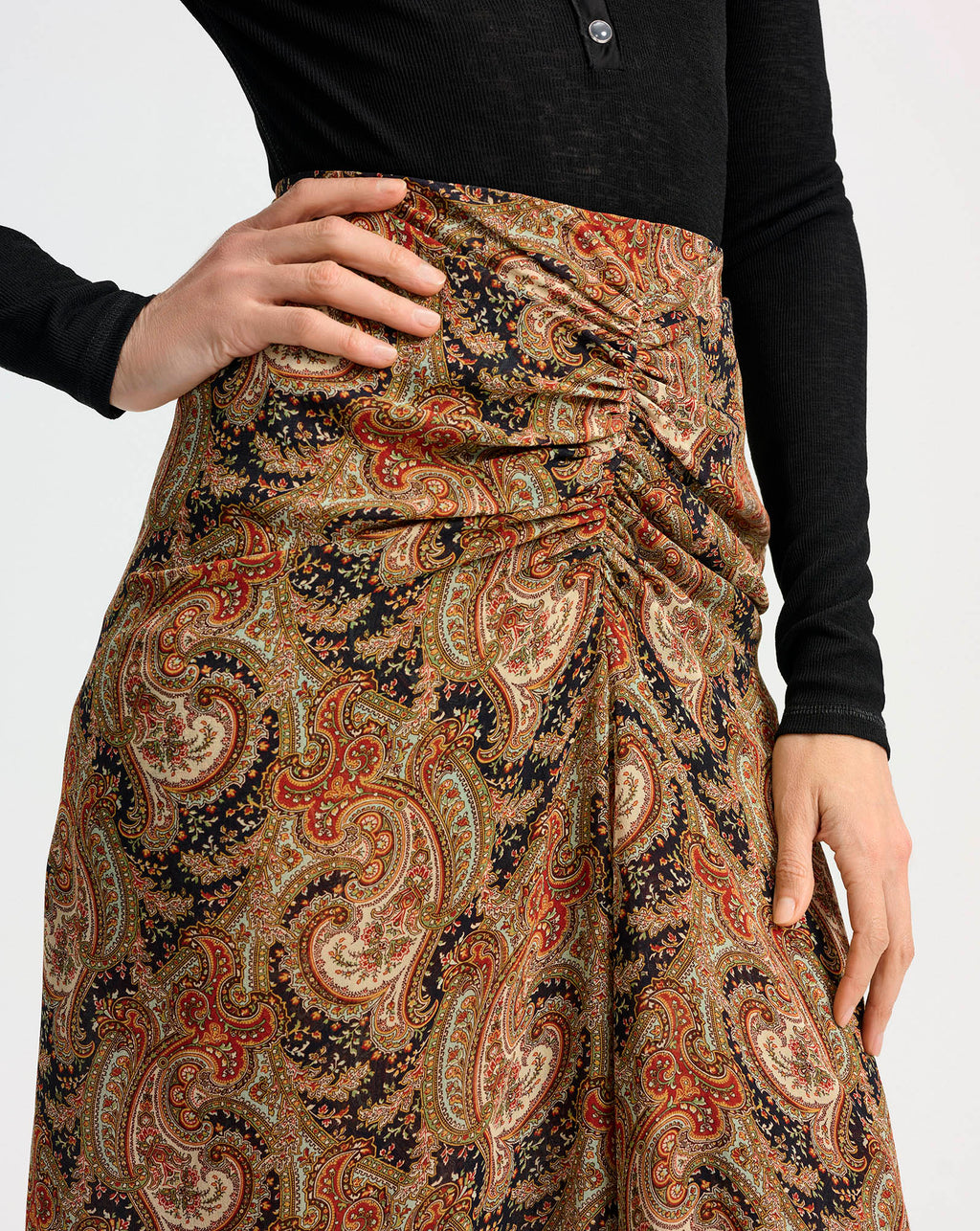 Veronica Beard Sira Silk Midi Skirt - Navy Multi