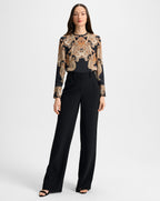 Veronica Beard Karisse Paisley Silk Blouse - Black Multi
