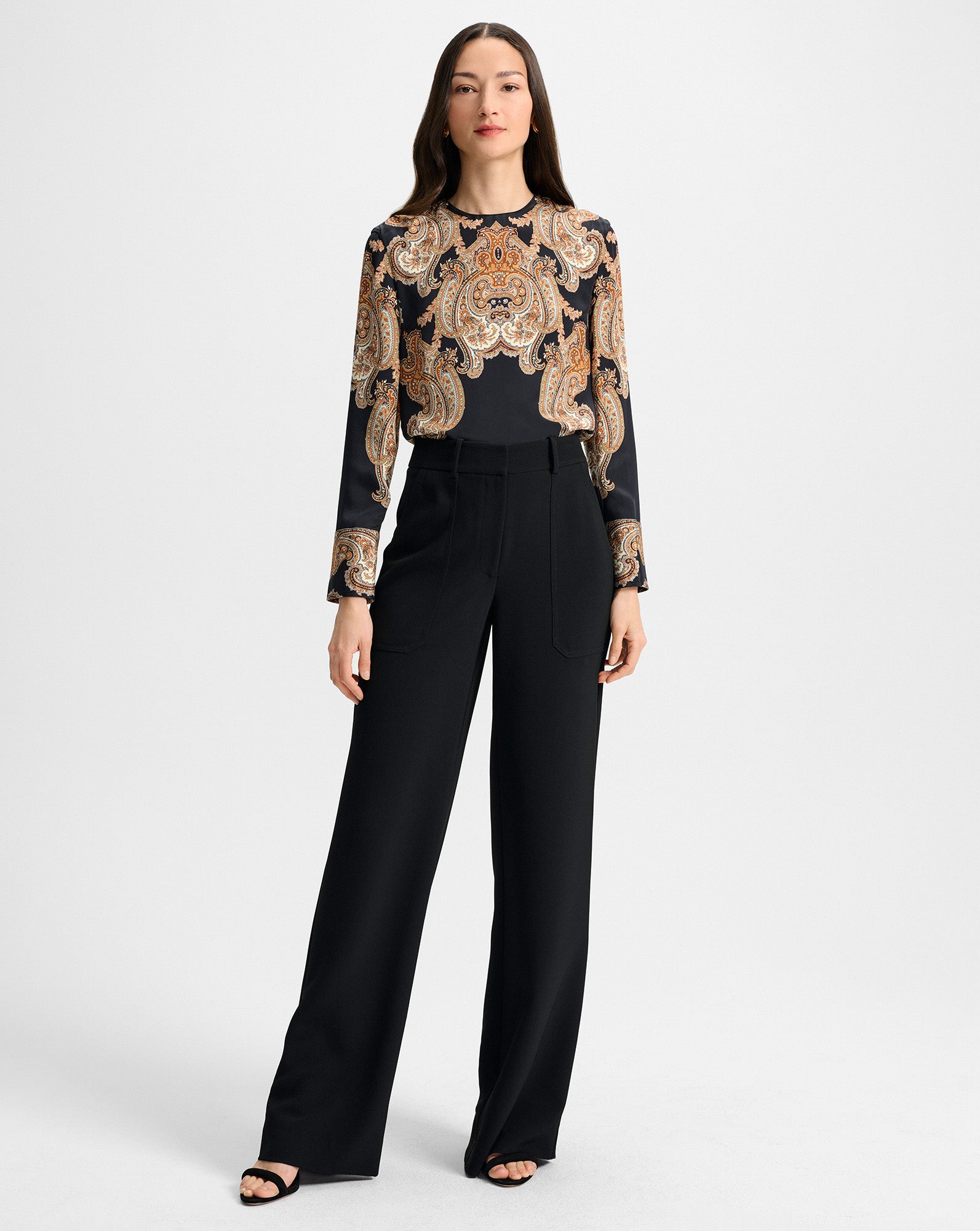 Veronica Beard Karisse Paisley Silk Blouse - Black Multi