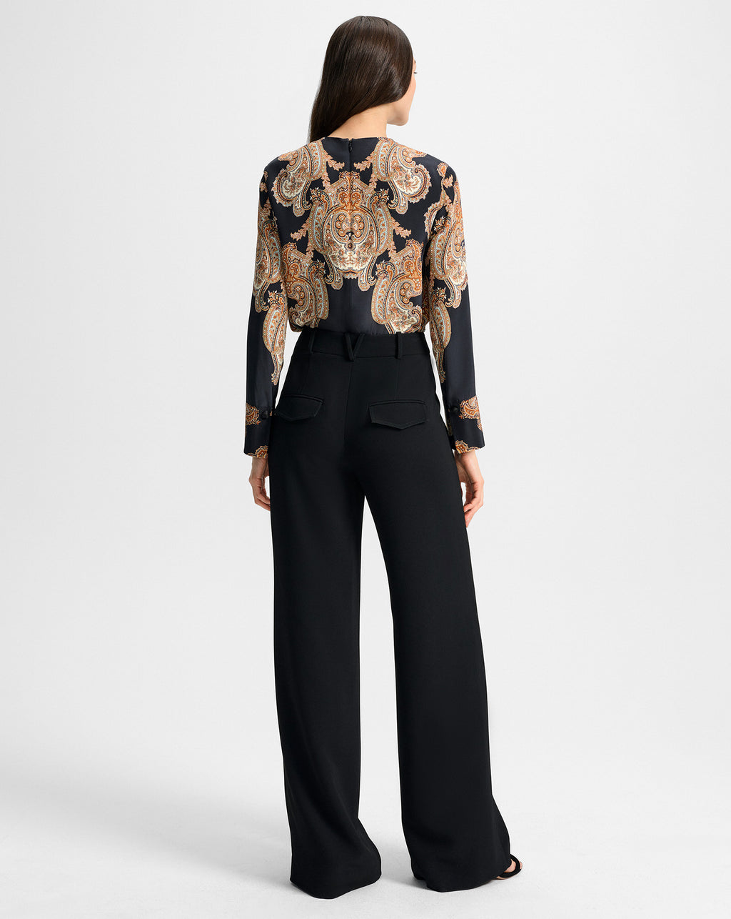 Veronica Beard Karisse Paisley Silk Blouse - Black Multi