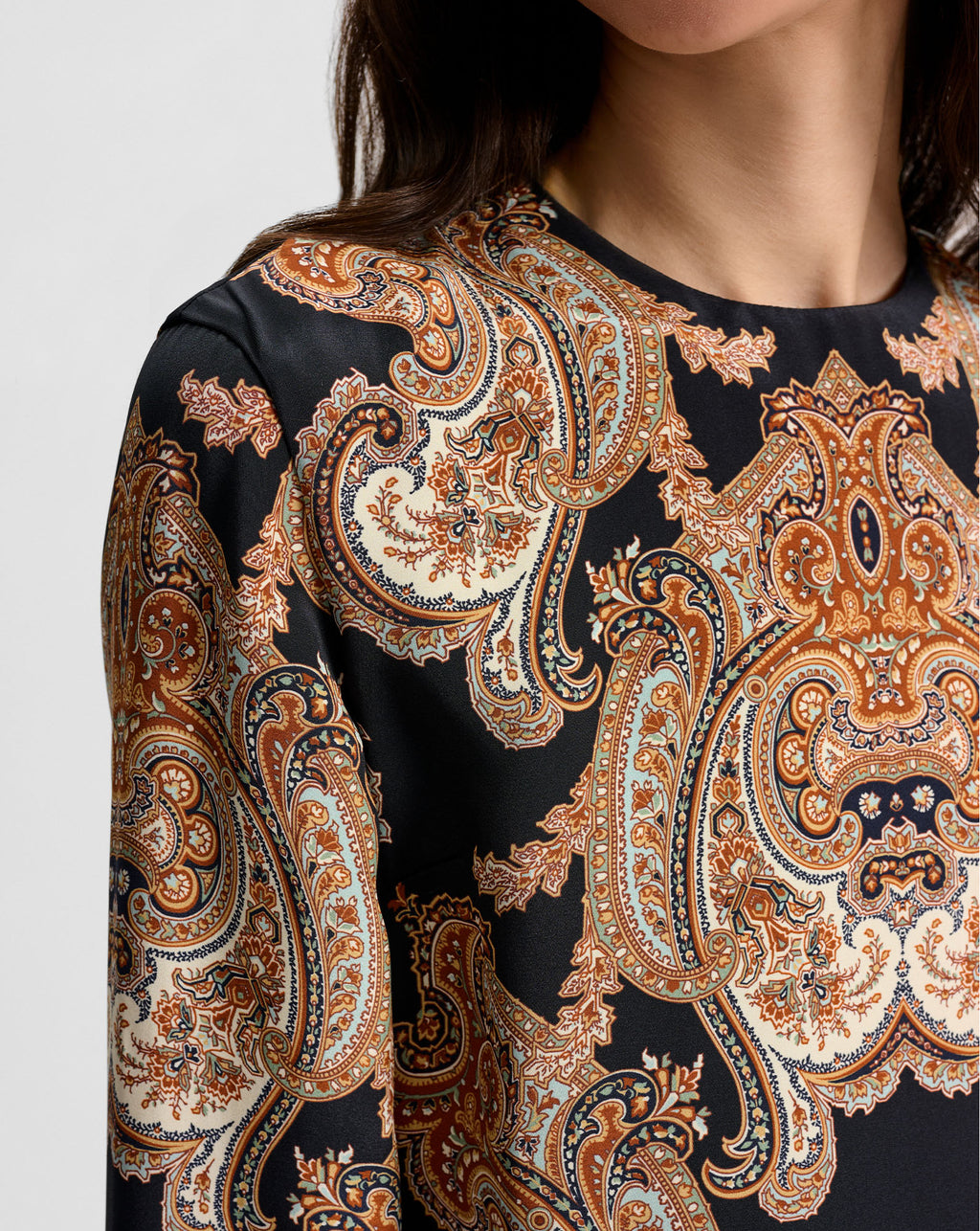Veronica Beard Karisse Paisley Silk Blouse - Black Multi
