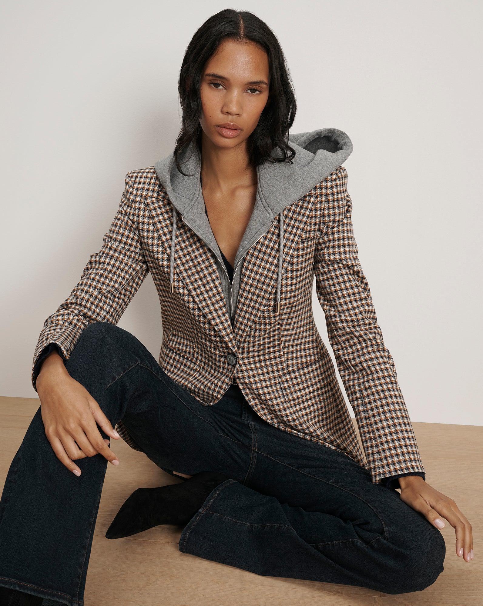 Veronica Beard Livvy Houndstooth Dickey Jacket - Navy Multi