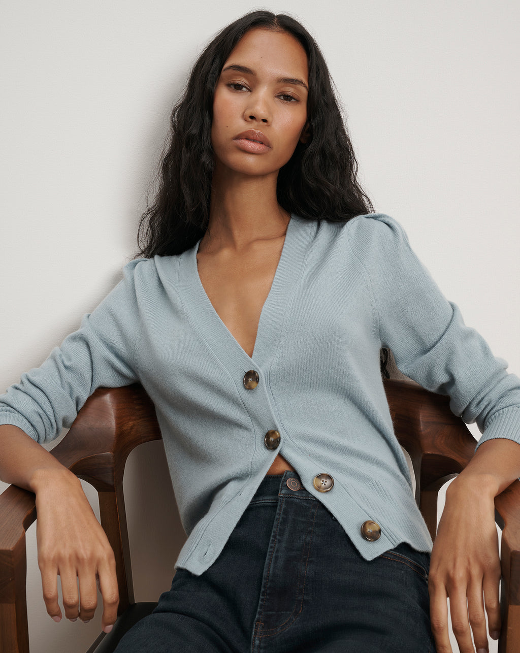 Veronica Beard Solene Cashmere Cardigan - Antique Blue