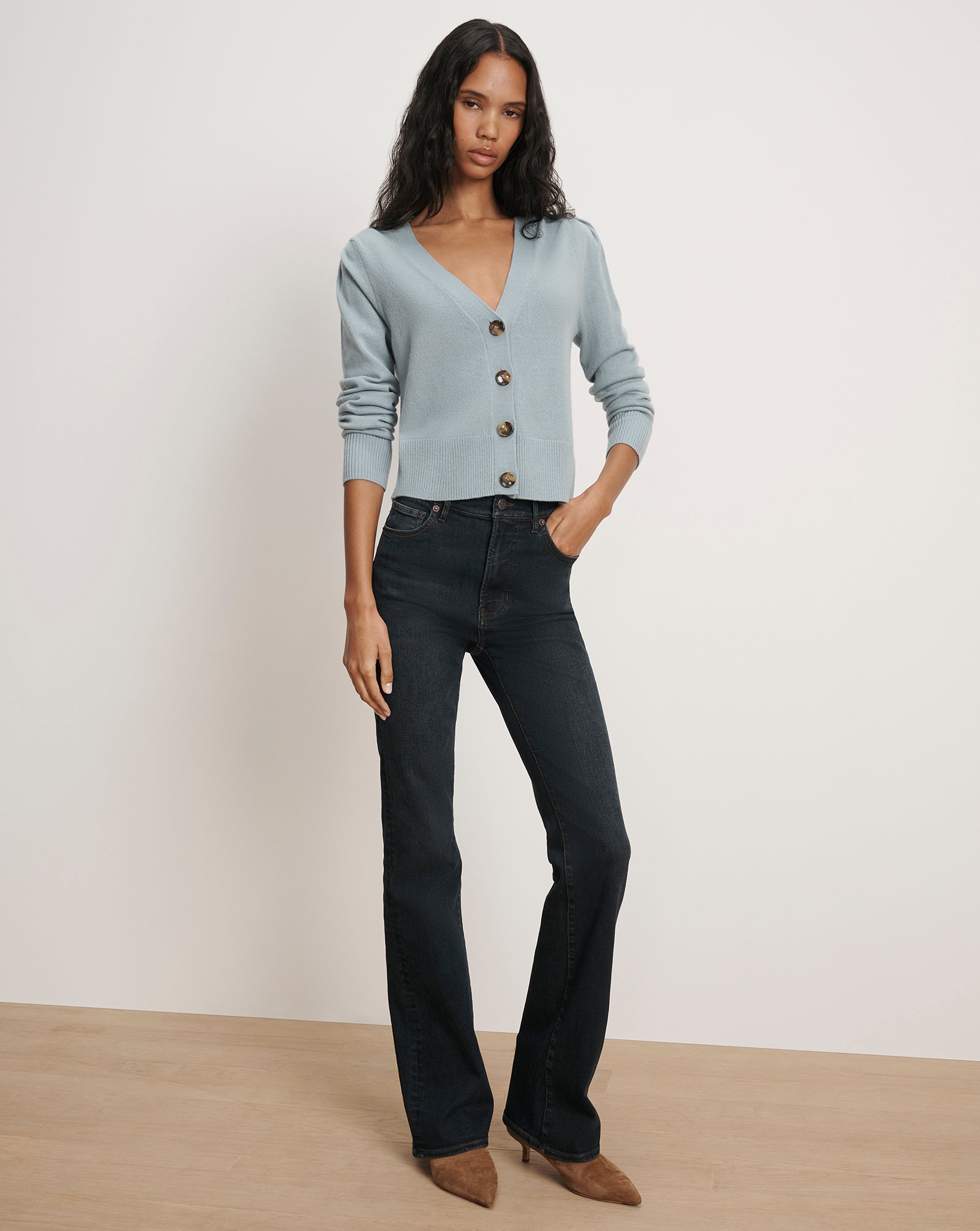 Veronica Beard Solene Cashmere Cardigan - Antique Blue