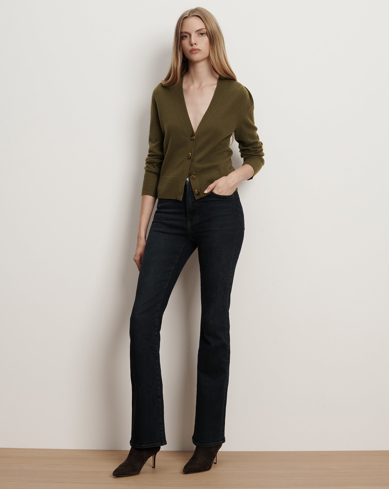 Veronica Beard Solene Cashmere Cardigan - Cypress