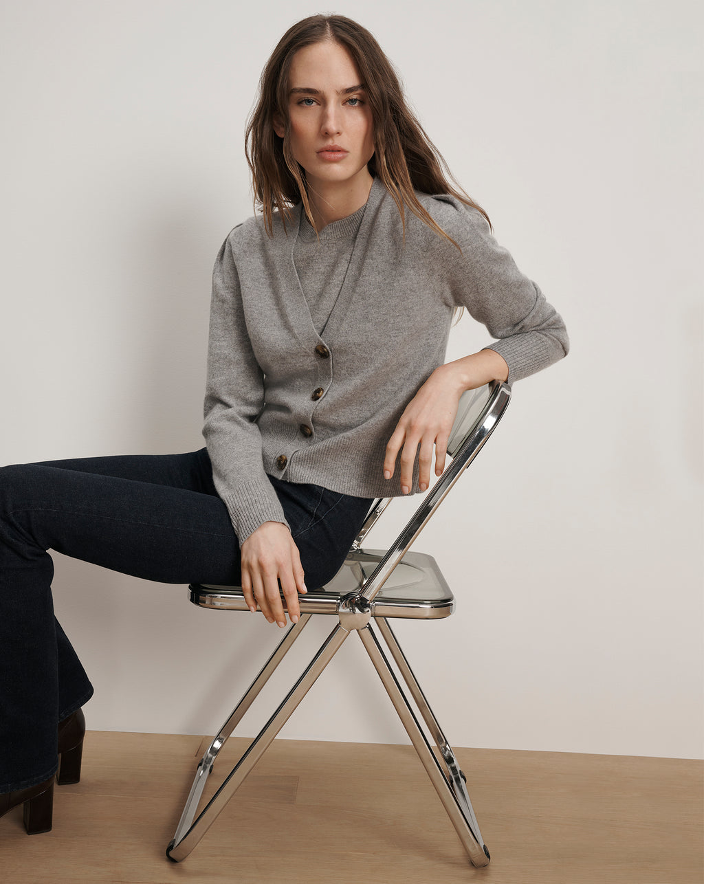 Veronica Beard Solene Cashmere Cardigan - Heather Grey