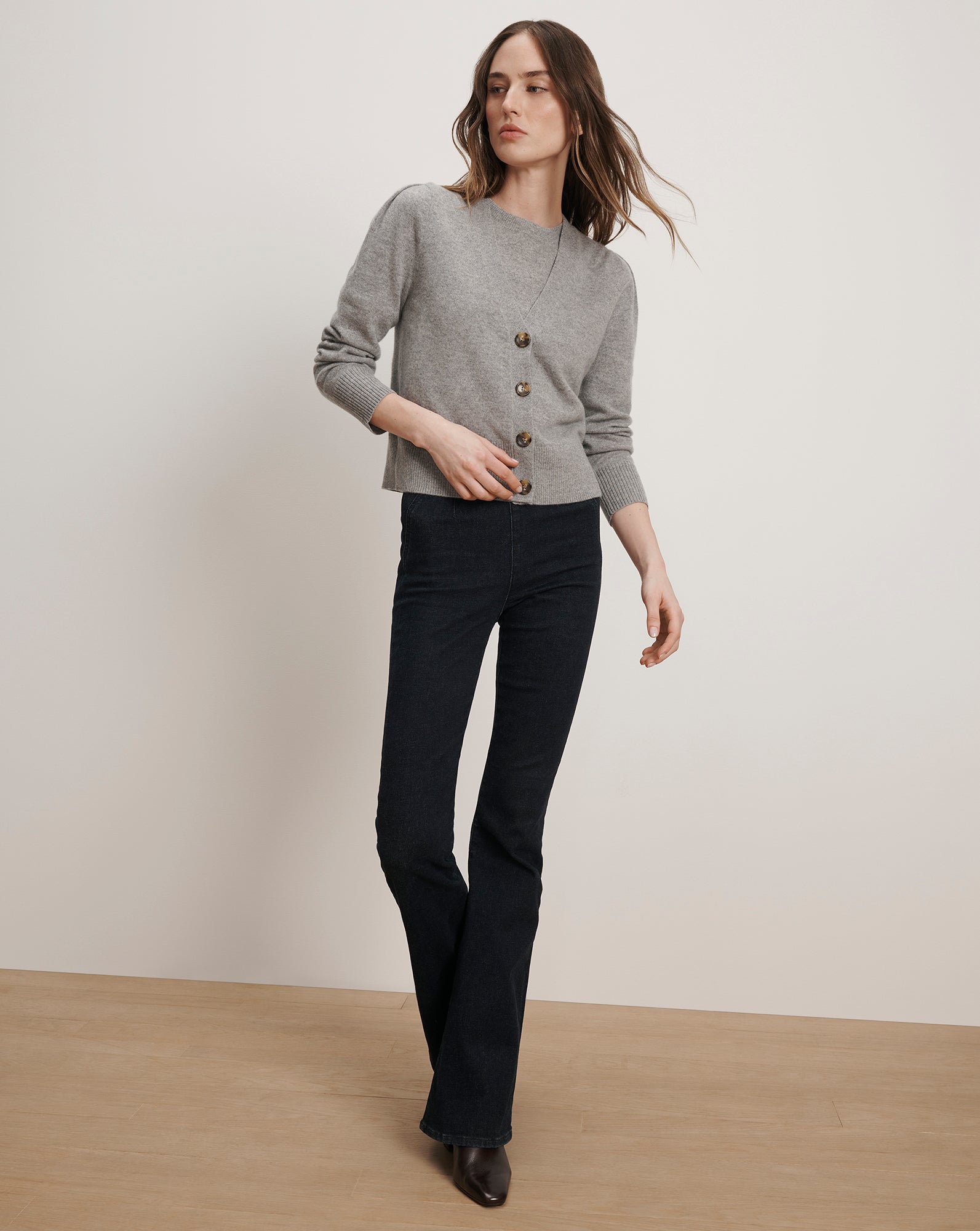 Veronica Beard Solene Cashmere Cardigan - Heather Grey