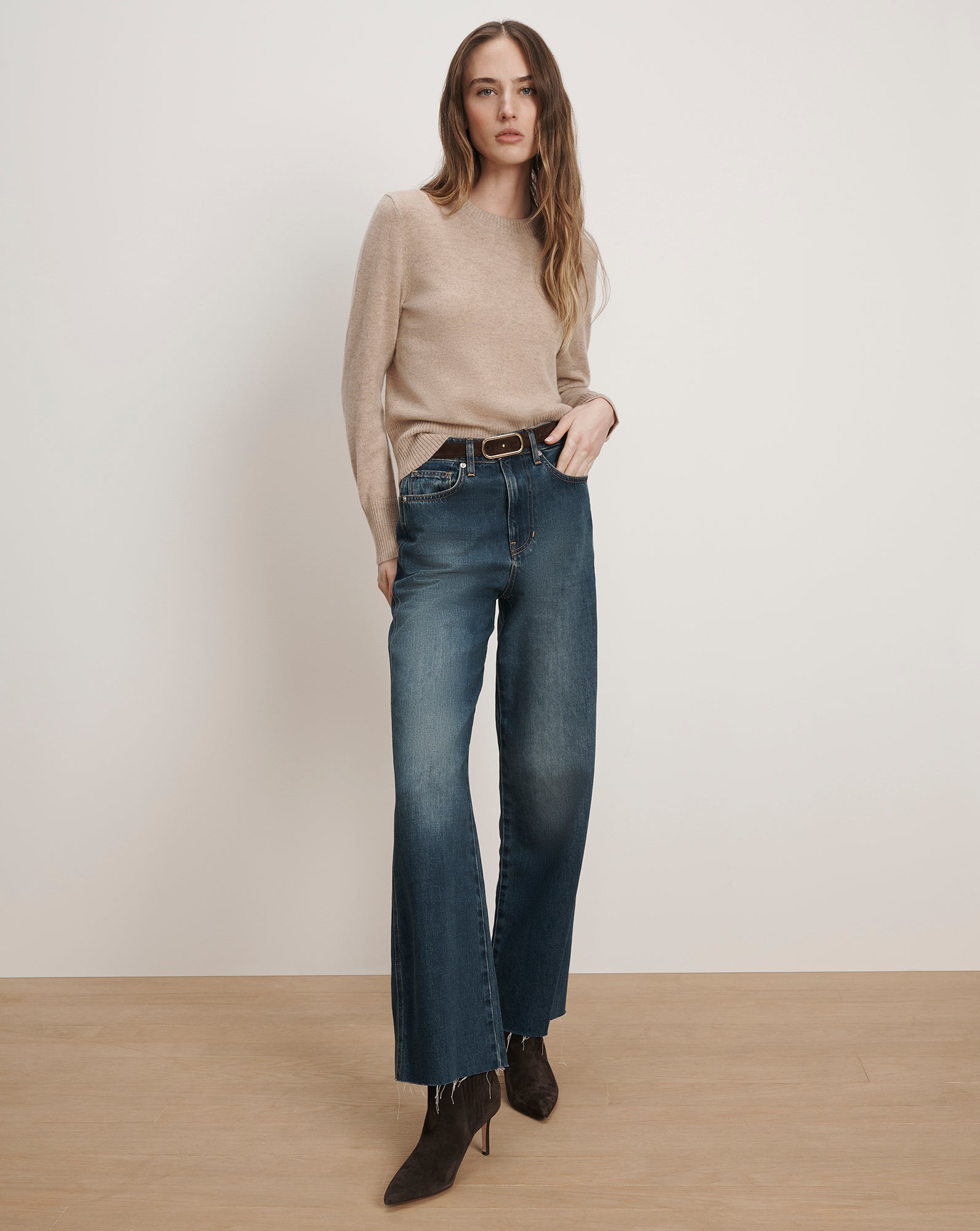 Veronica Beard Loop Suede Belt - Espresso