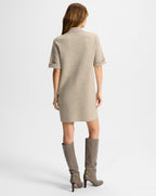 Veronica Beard Madden Merino Wool Mini Shirtdress - Oatmeal Melange