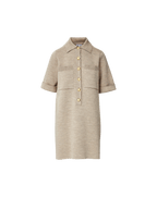 Veronica Beard Madden Merino Wool Mini Shirtdress Oatmeal Melange