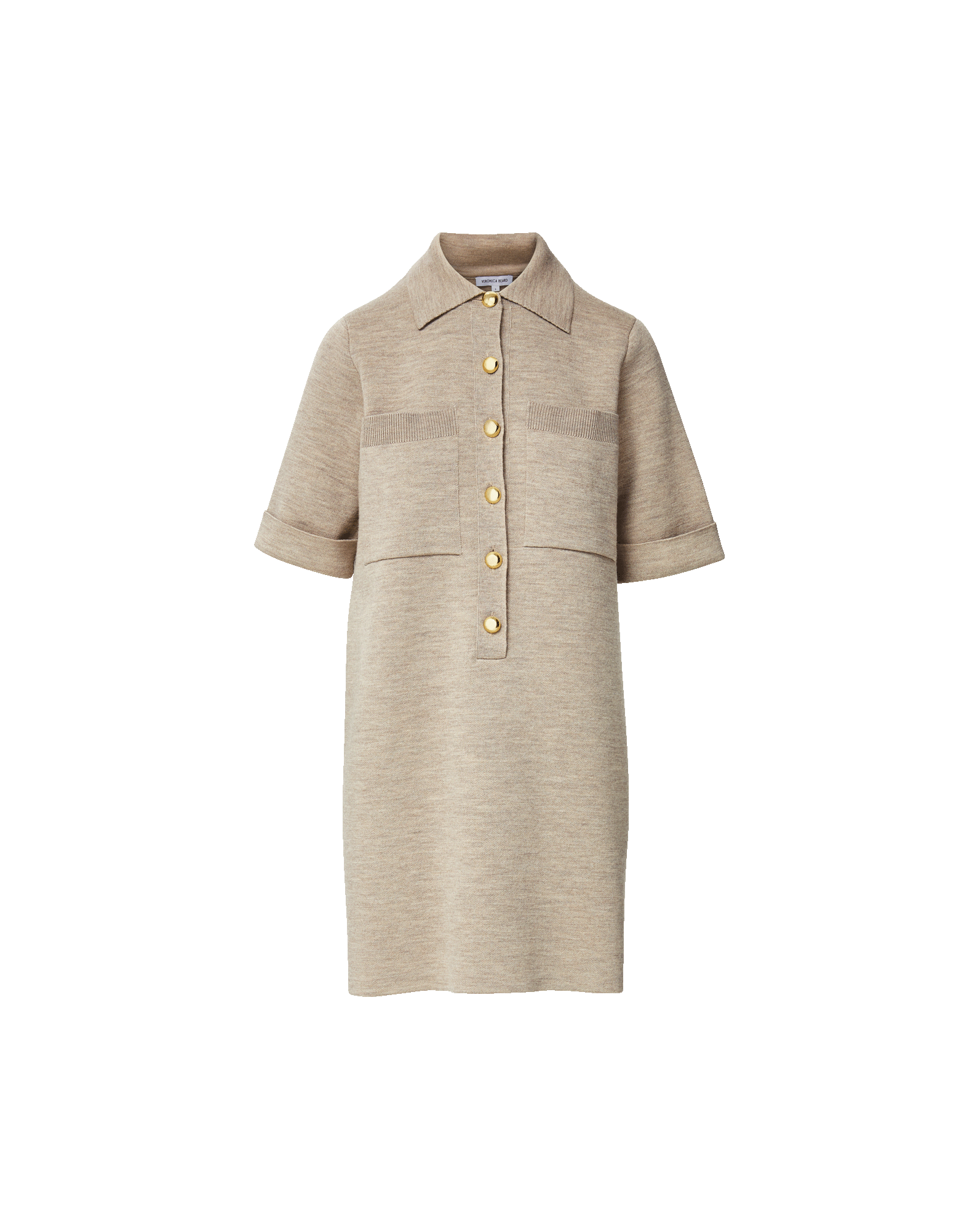 Veronica Beard Madden Merino Wool Mini Shirtdress Oatmeal Melange