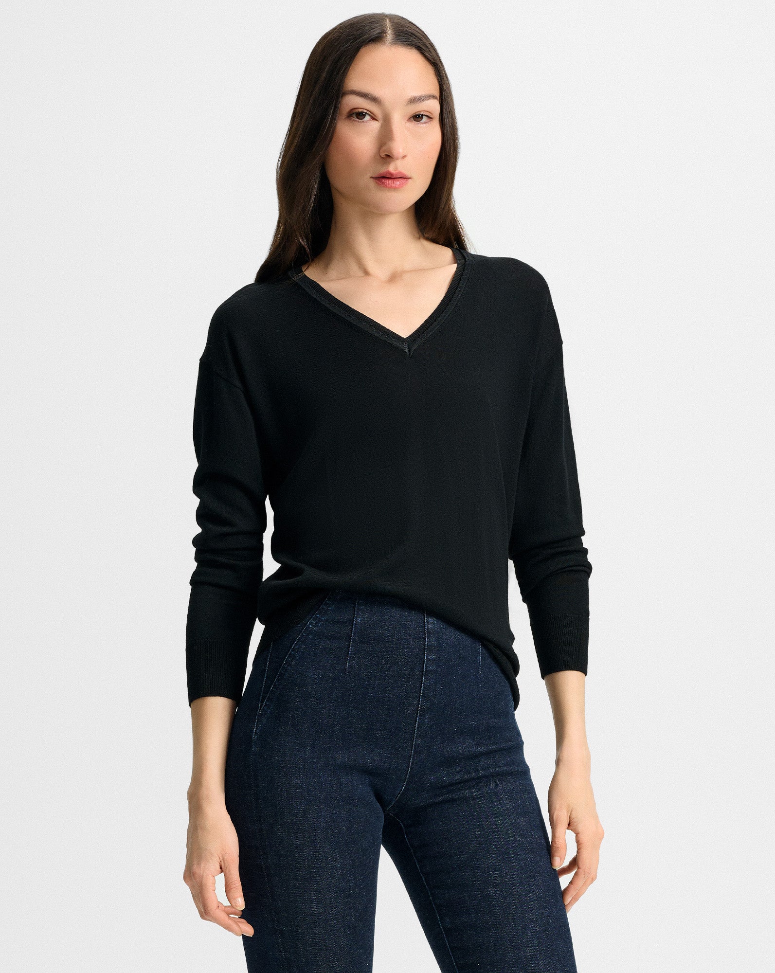 Veronica Beard Milette Merino Wool Pullover - Black