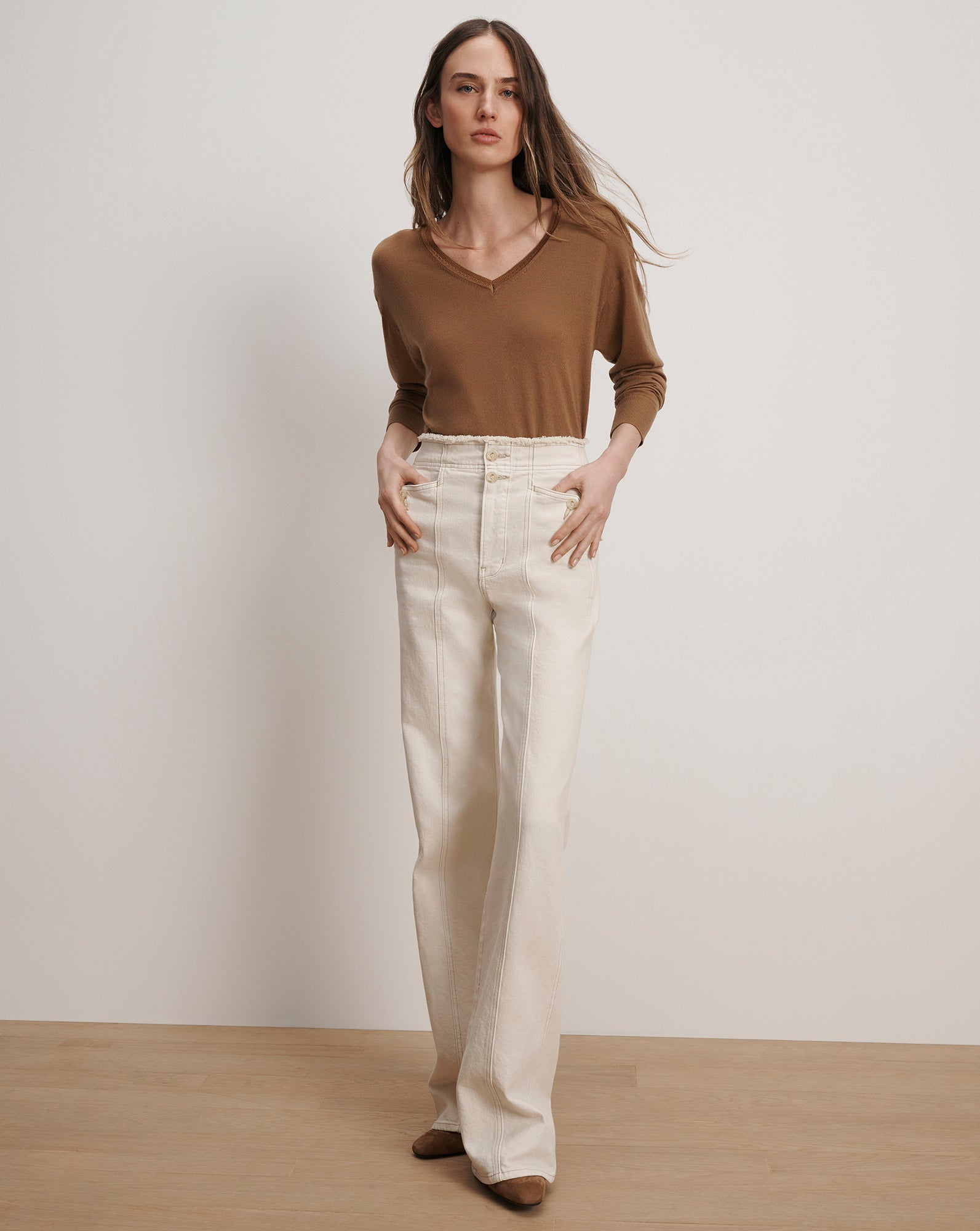 Veronica Beard Milette Merino Wool Pullover - Dark Acorn