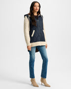 Veronica Beard Barrows Knit-Sleeve Quilted Jacket - Navy/Heathered Sand