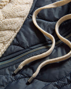 Veronica Beard Barrows Knit-Sleeve Quilted Jacket - Navy/Heathered Sand