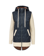Veronica Beard Barrows Knit-Sleeve Quilted Jacket - Navy/Heathered Sand