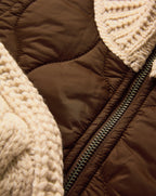 Veronica Beard Patra Knit-Sleeve Quilted Jacket - Mocha/Heathered Sand
