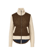 Veronica Beard Patra Knit-Sleeve Quilted Jacket - Mocha/Heathered Sand