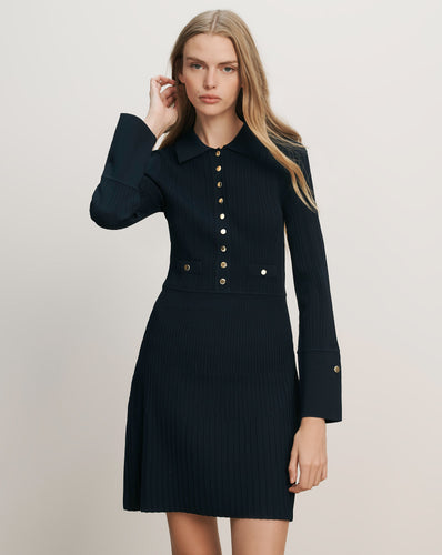 Veronica Beard Lauper Knit Mini Dress - Navy