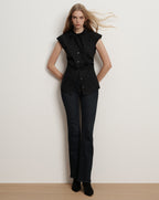 Veronica Beard Joon Tie-Neck Button-Down Blouse - Black