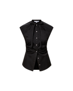 Veronica Beard Joon Tie-Neck Button-Down Blouse - Black