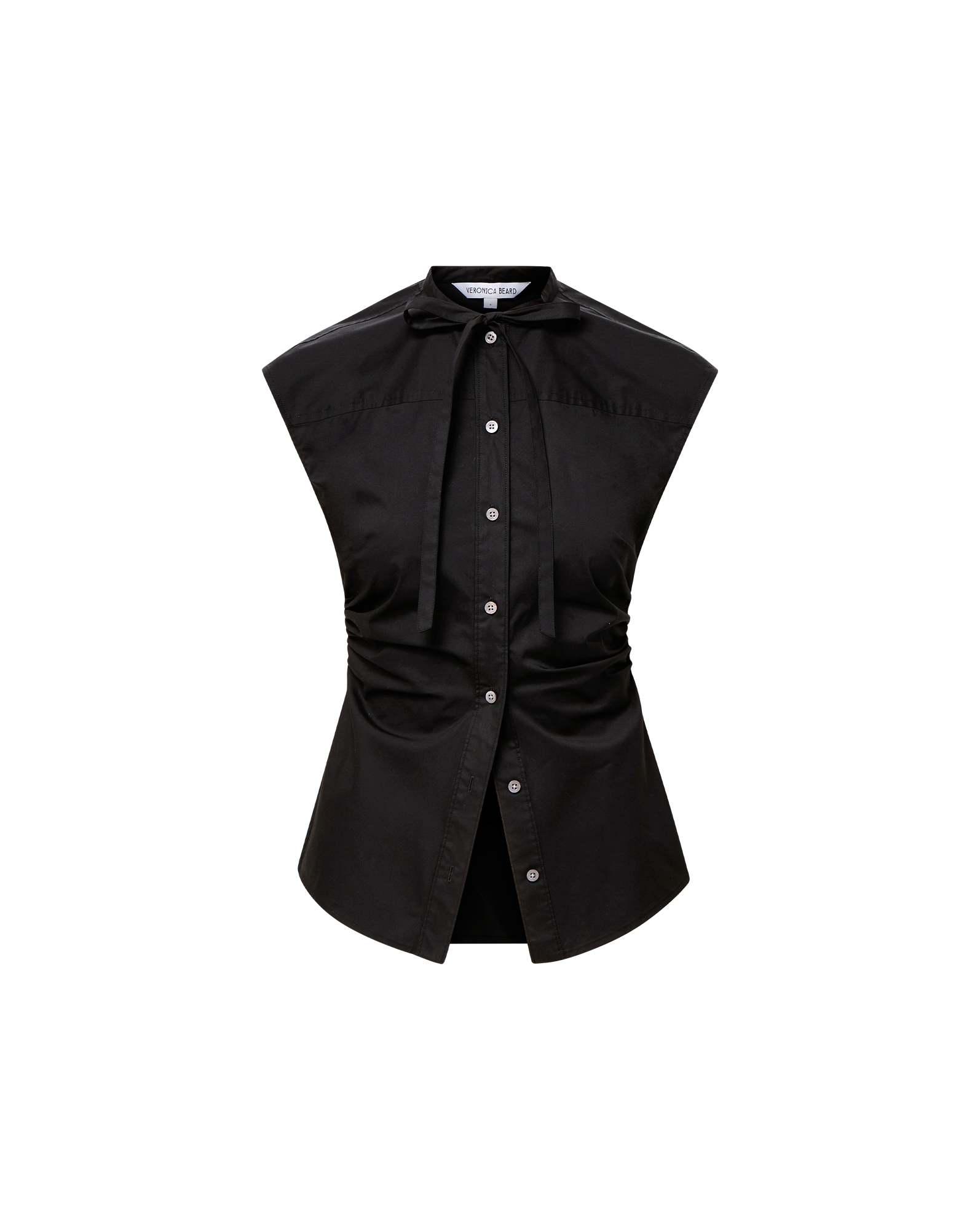 Veronica Beard Joon Tie-Neck Button-Down Blouse - Black