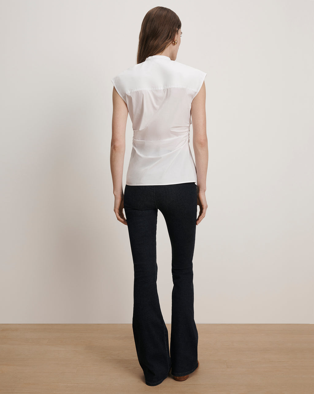 Veronica Beard Joon Tie-Neck Button-Down Blouse - White