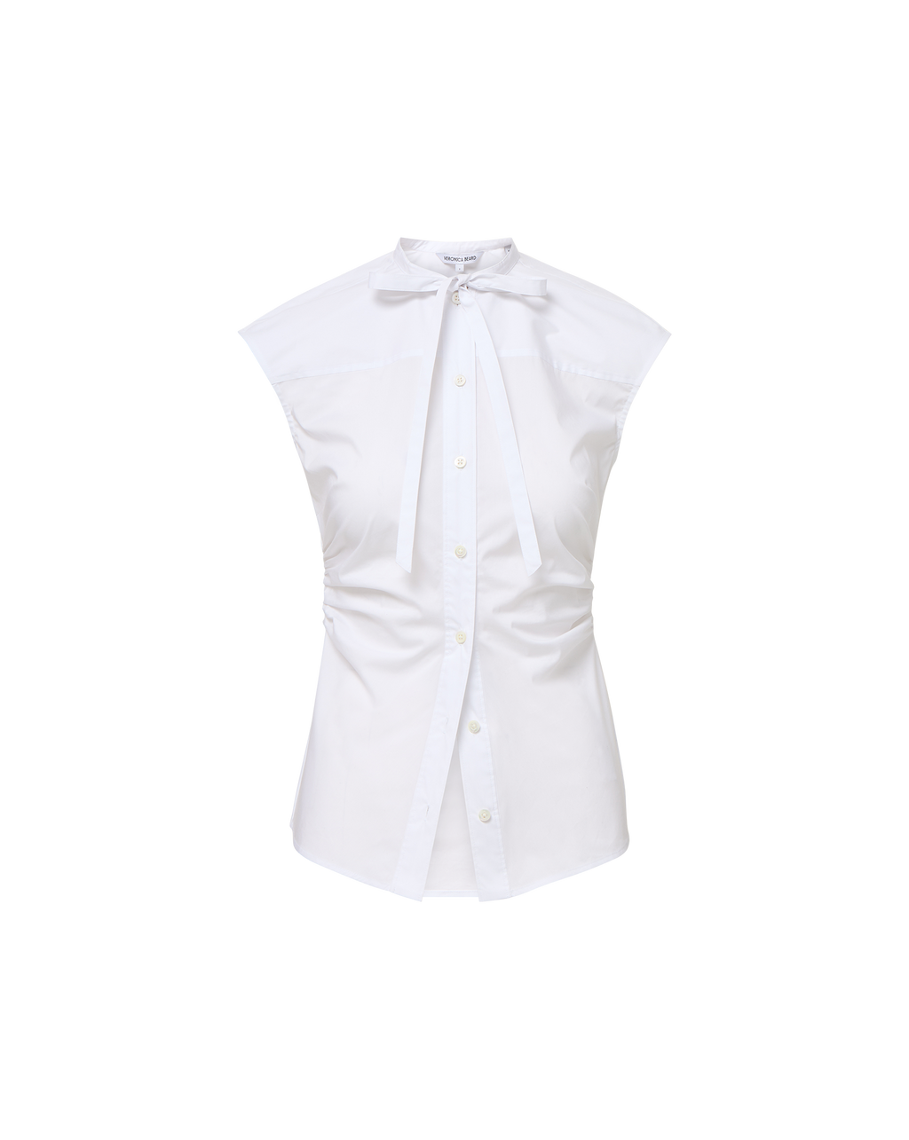 Veronica Beard Joon Tie-Neck Button-Down Blouse - White