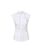 Veronica Beard Joon Tie-Neck Button-Down Blouse - White