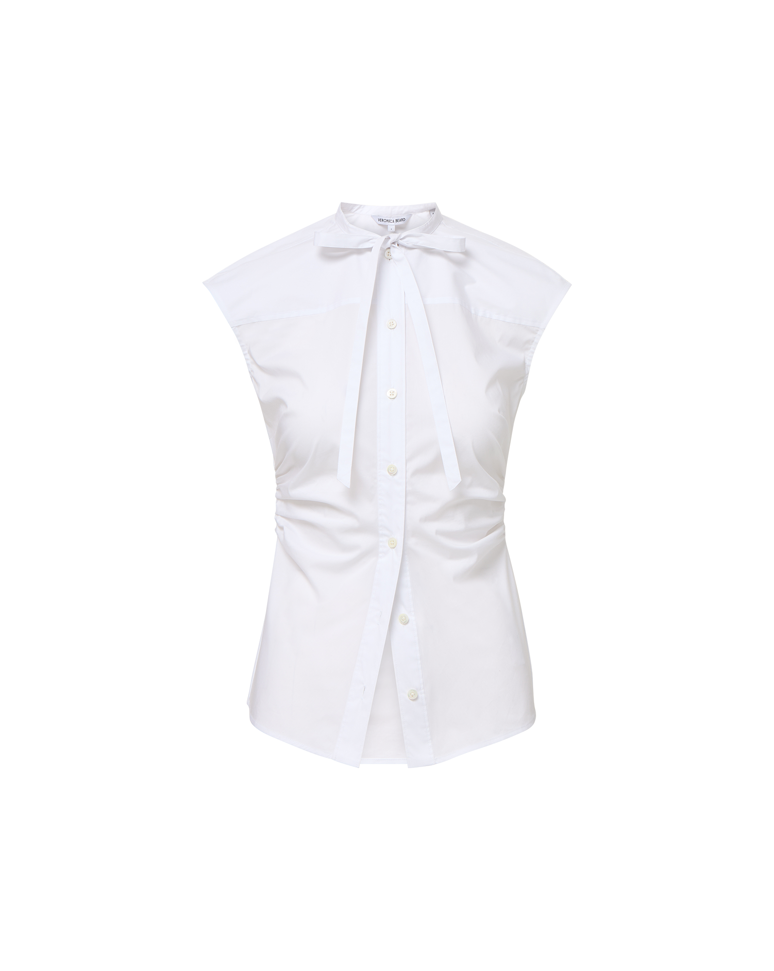 Veronica Beard Joon Tie-Neck Button-Down Blouse - White