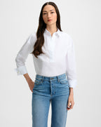 Veronica Beard Draymond Cuff-Sleeve Shirt - White