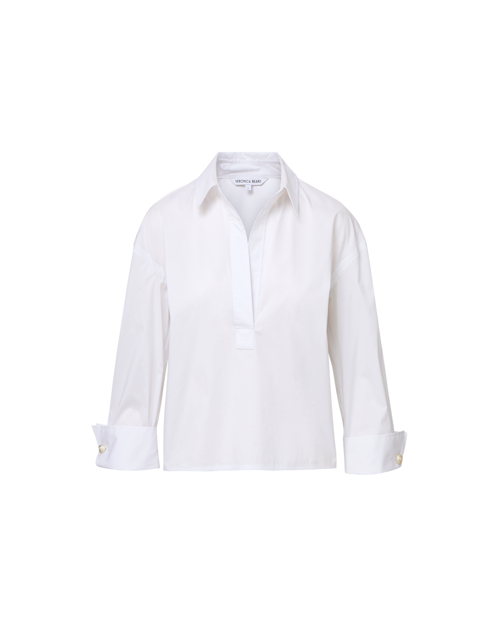 Veronica Beard Draymond Cuff-Sleeve Shirt - White