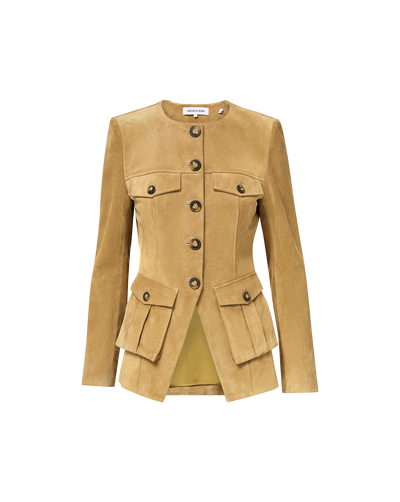 Veronica Beard Orrin Suede Jacket - Desert Khaki